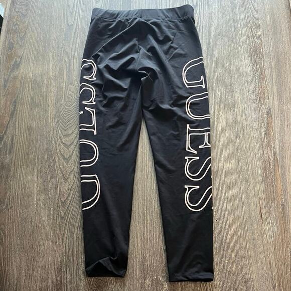 NWOT Guess Crop Leggings High Rise Elastic Waist Pull-On Logo Print Black Size M - Picture 7 of 10
